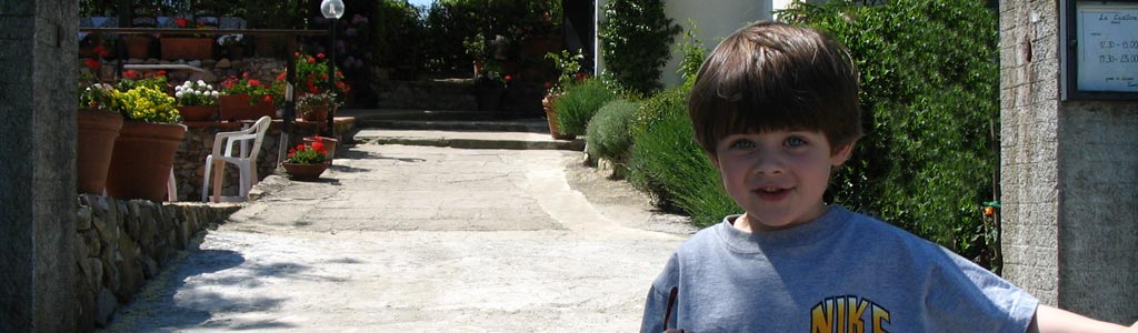 child outside on patio